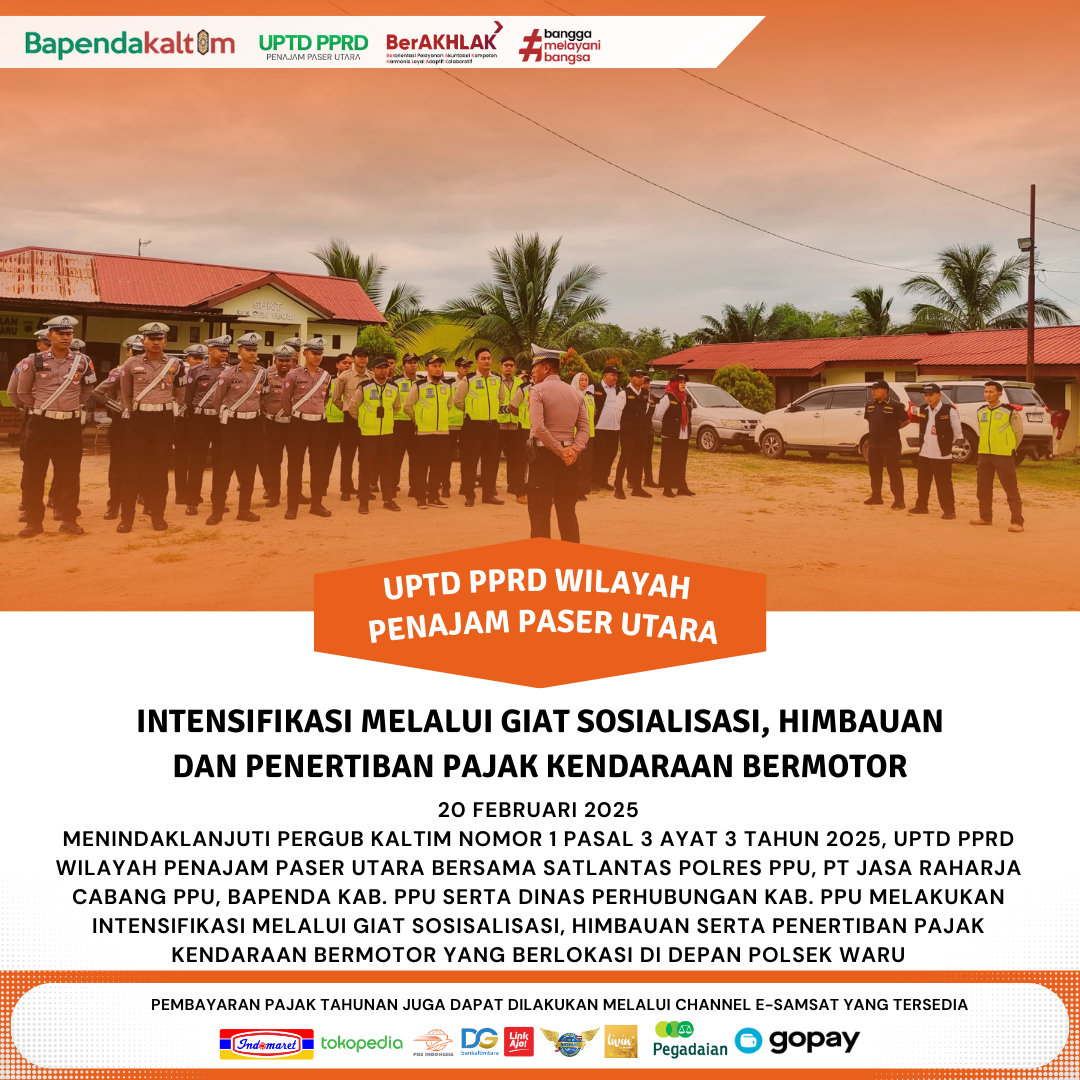 Intensifikasi melalui giat Sosisalisasi, Himbauan serta Penertiban Pajak Kendaraan Bermotor